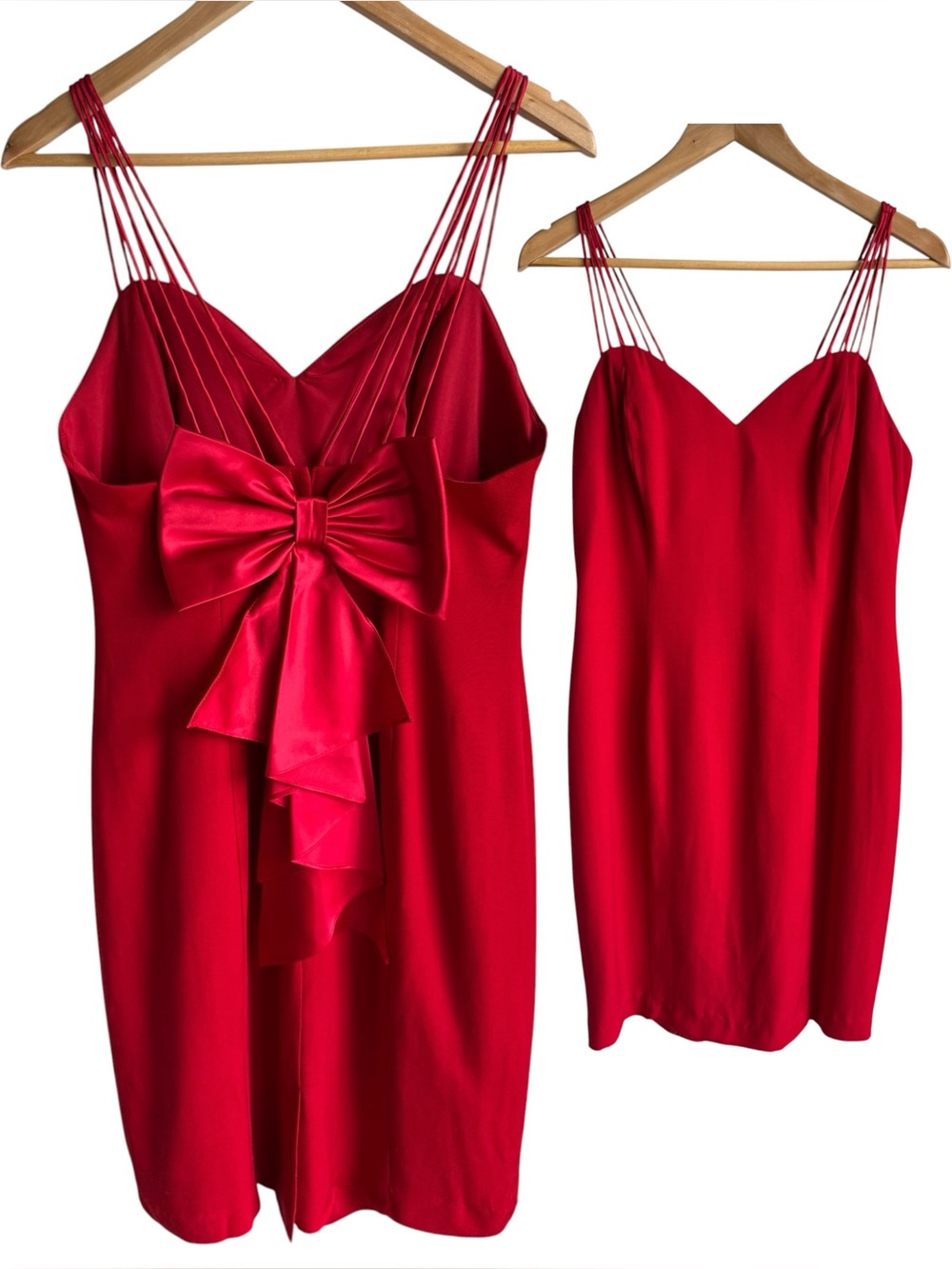Vintage Red Bow Cocktail Dress Sz 10 Strappy Evening Holiday Prom Coquette Sexy